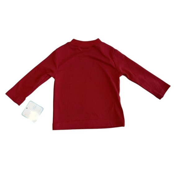 Petit Bebe Mock Neck Shirt Baby Boys Dark Red Long Sleeve Cotton Pullover Sz 9M - Picture 2 of 11